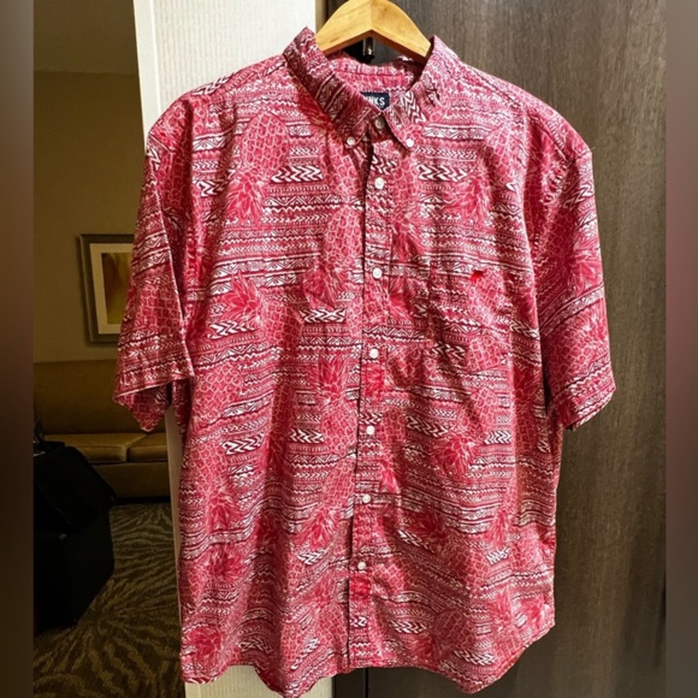 Trunks Surf And Swim Co Button Shirt Mens XXLT Beach Wear Red Cotton